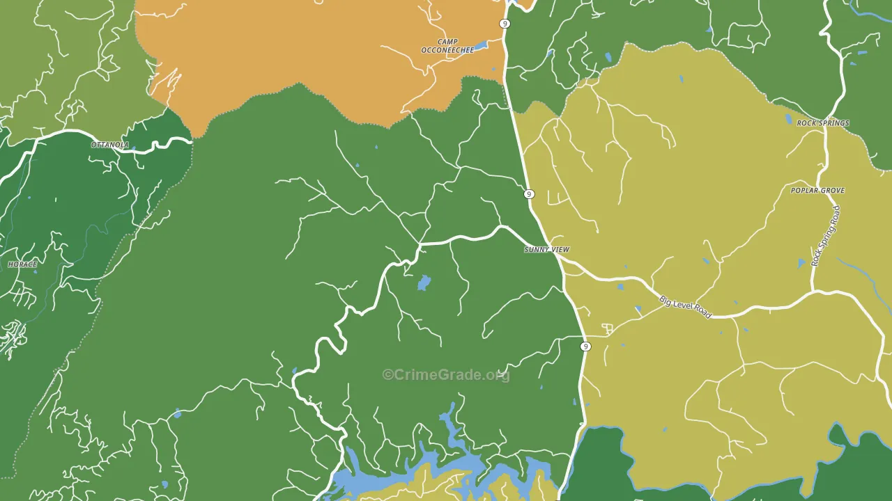 Sunny View, NC Map of Theft Rates
