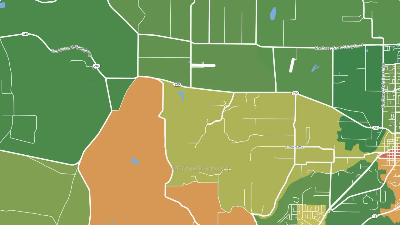 Sunnycrest, OR Map of Theft Rates
