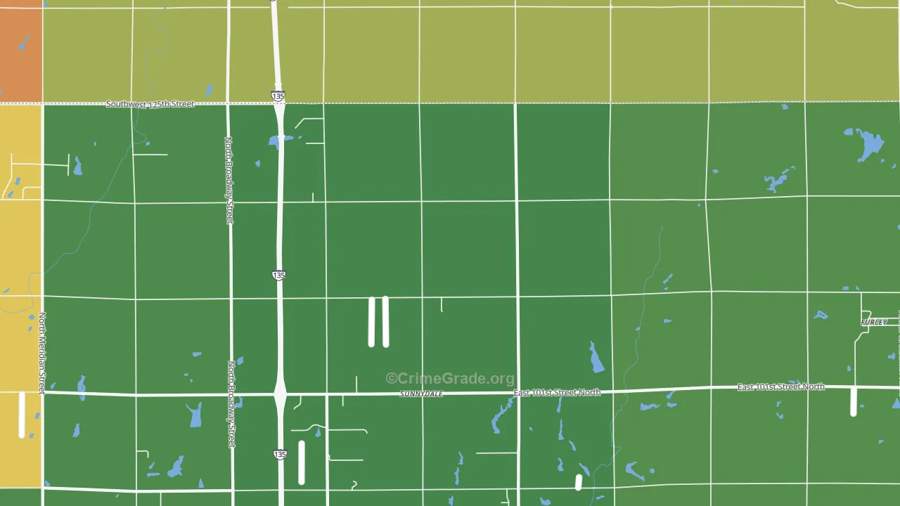 Sunnydale, KS Map of Theft Rates