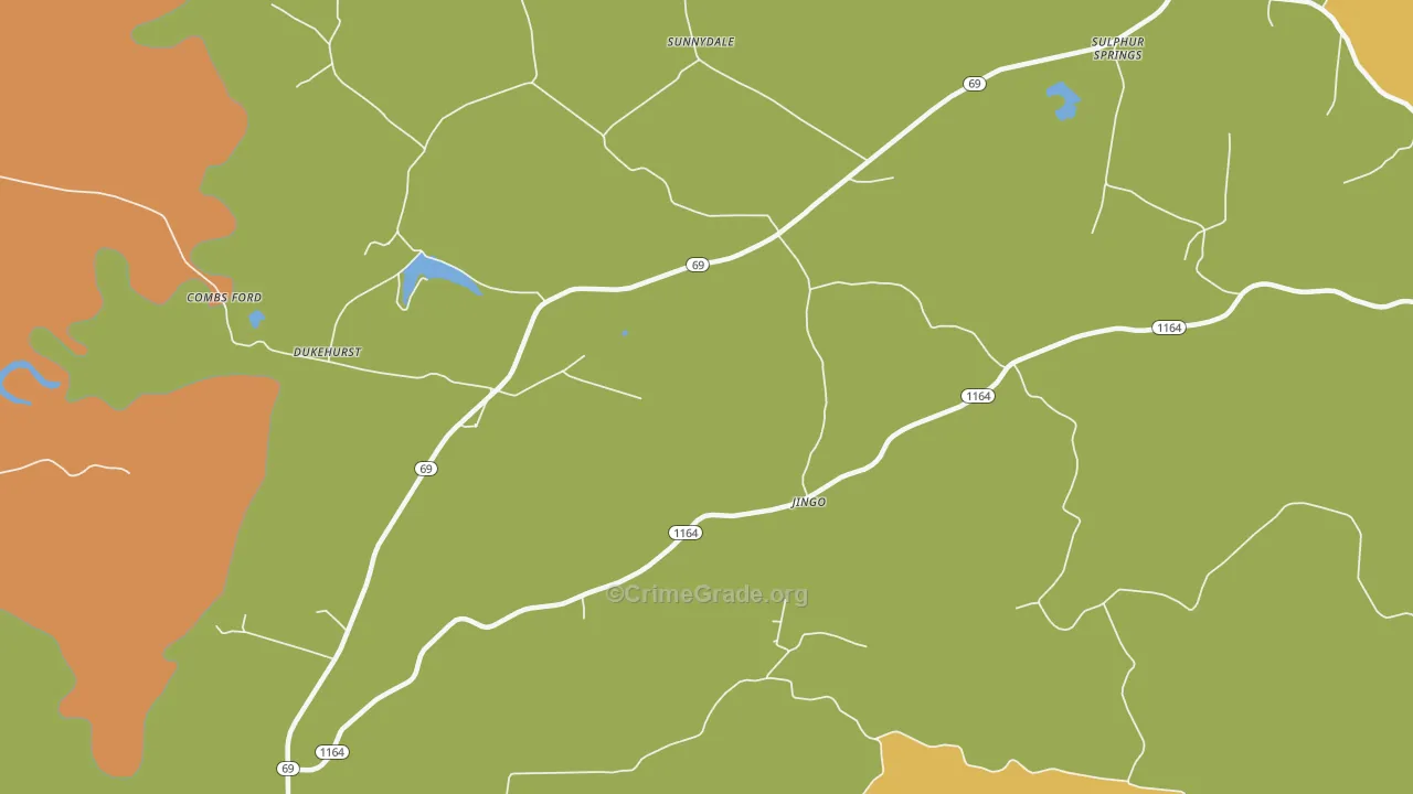 Sunnydale, KY Map of Theft Rates