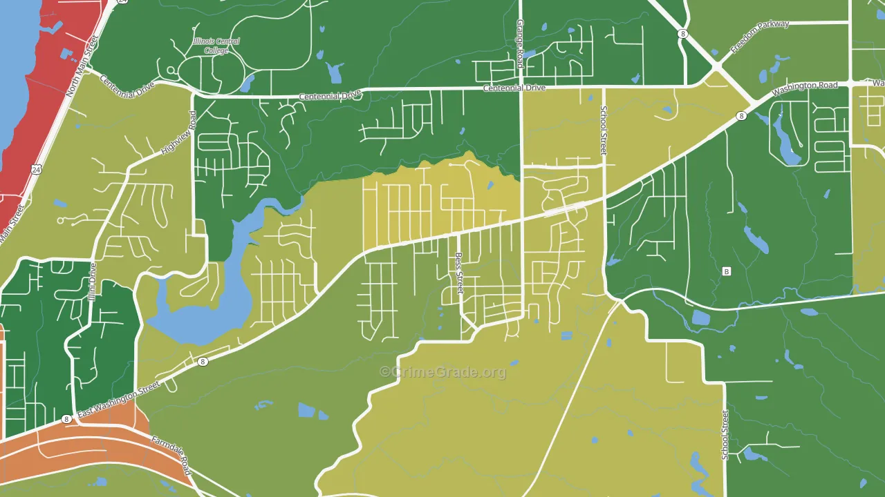 Sunnyland, Washington, IL Map of Theft Rates