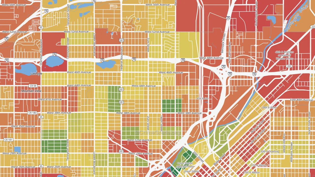 Sunnyside, Denver, CO Map of Theft Rates