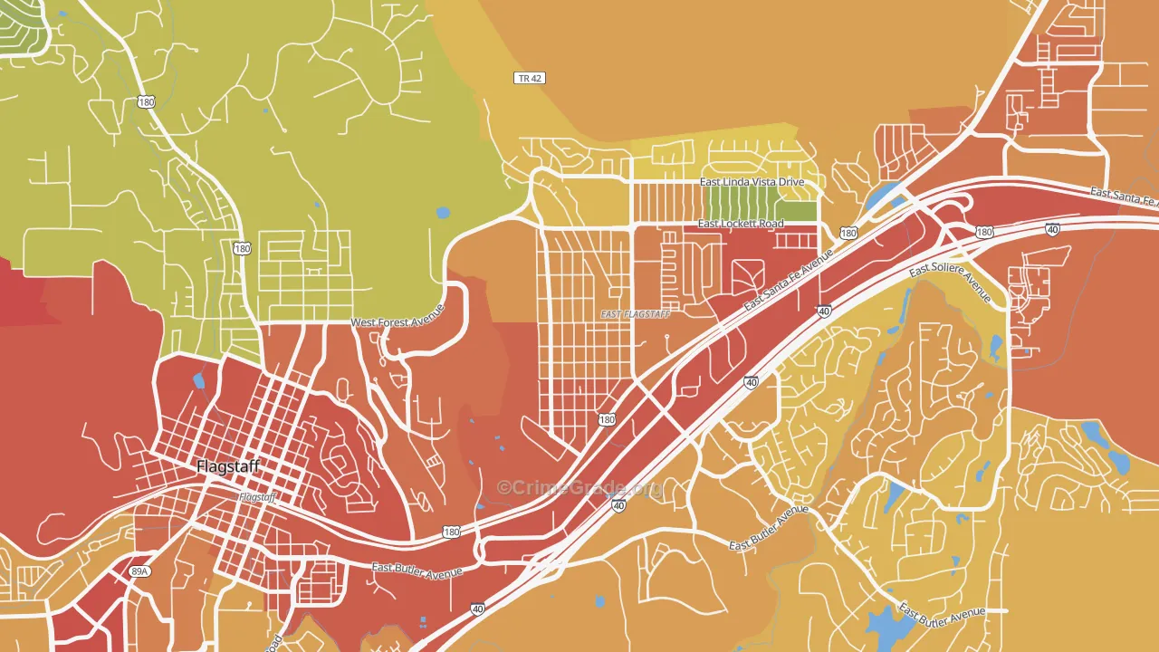 Sunnyside-Flagstaff, Flagstaff, AZ Map of Theft Rates