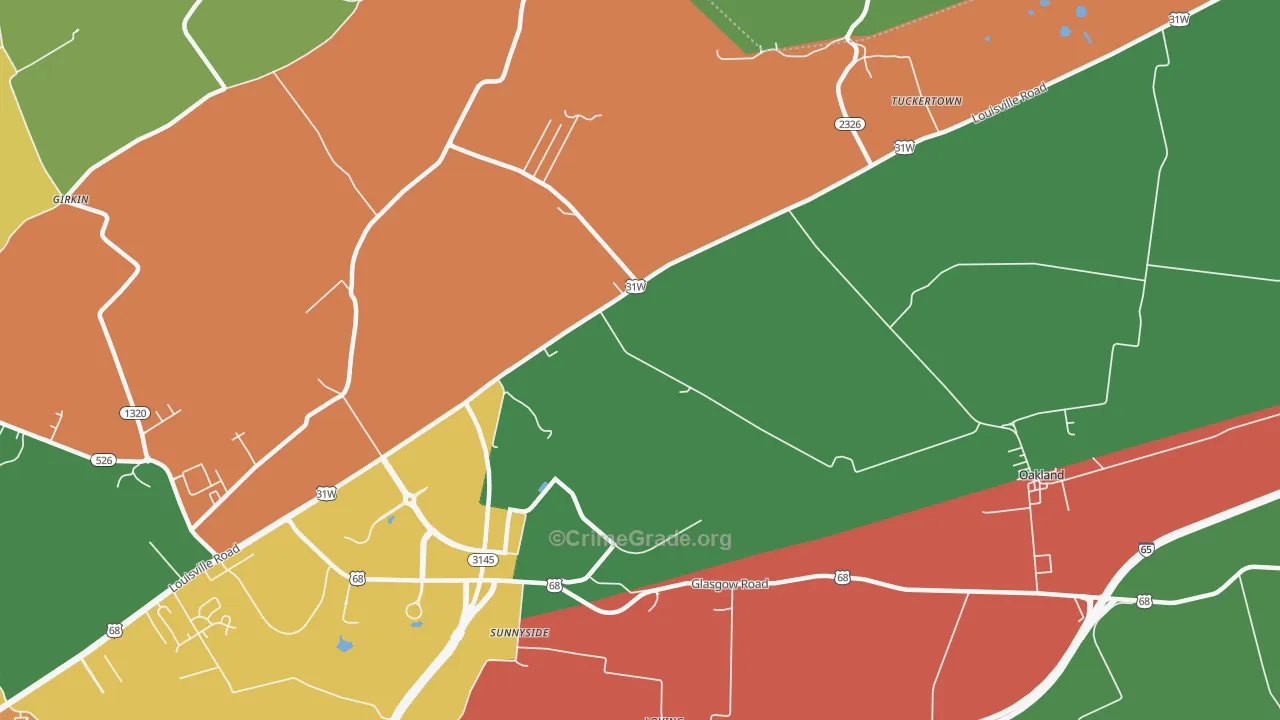 Sunnyside, KY Map of Theft Rates