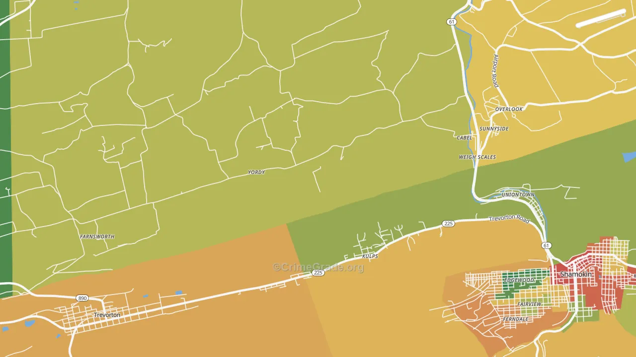 Sunnyside, PA Map of Theft Rates