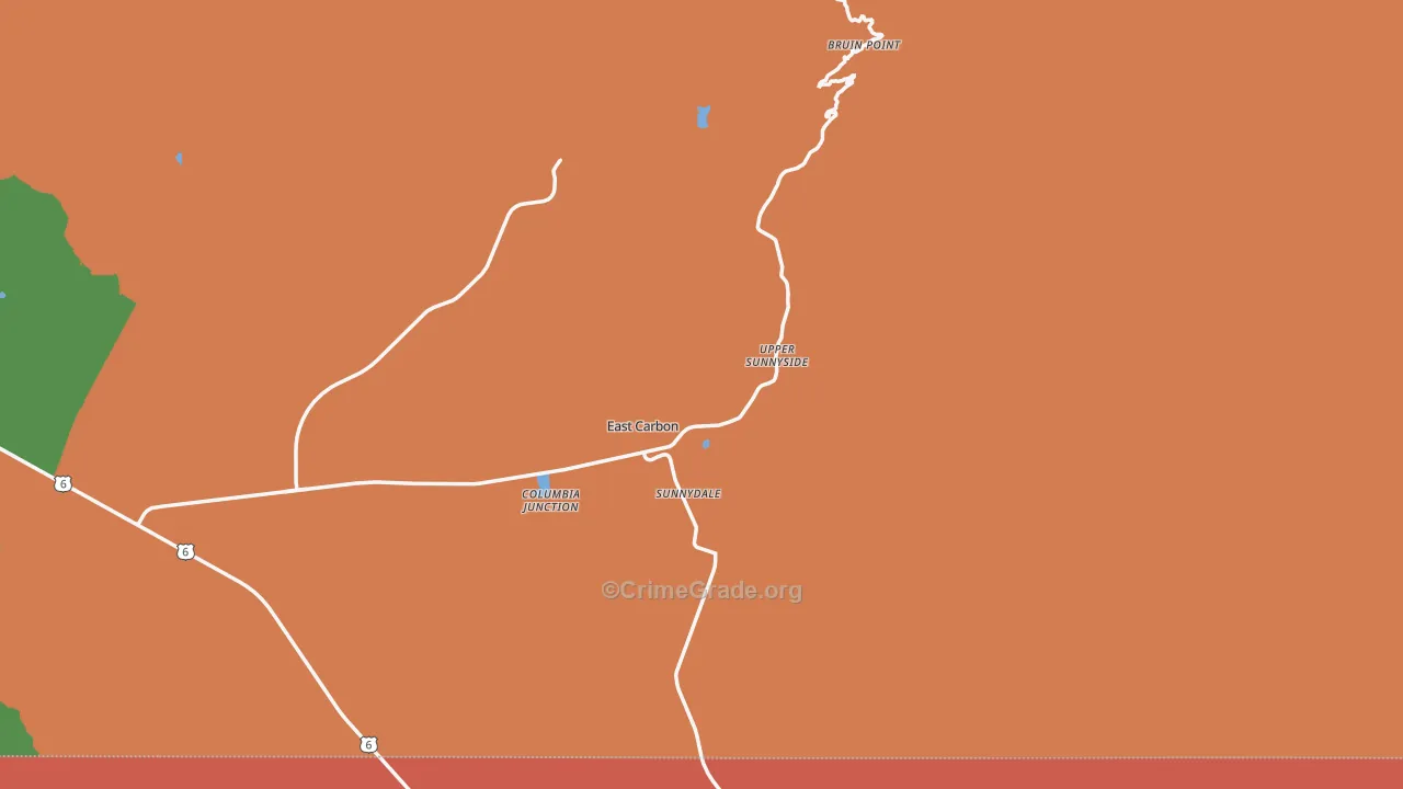 Sunnyside, UT Map of Theft Rates