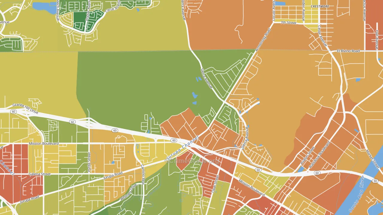 Sunnyslope, Riverside, CA Map of Theft Rates