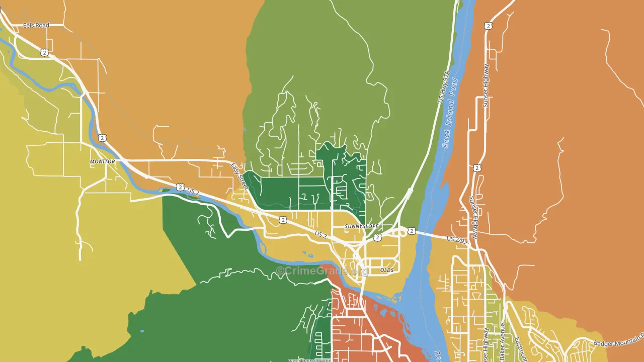Sunnyslope, WA Map of Theft Rates