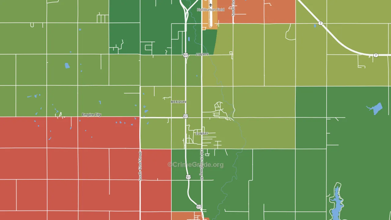 Sunray, OK Map of Theft Rates