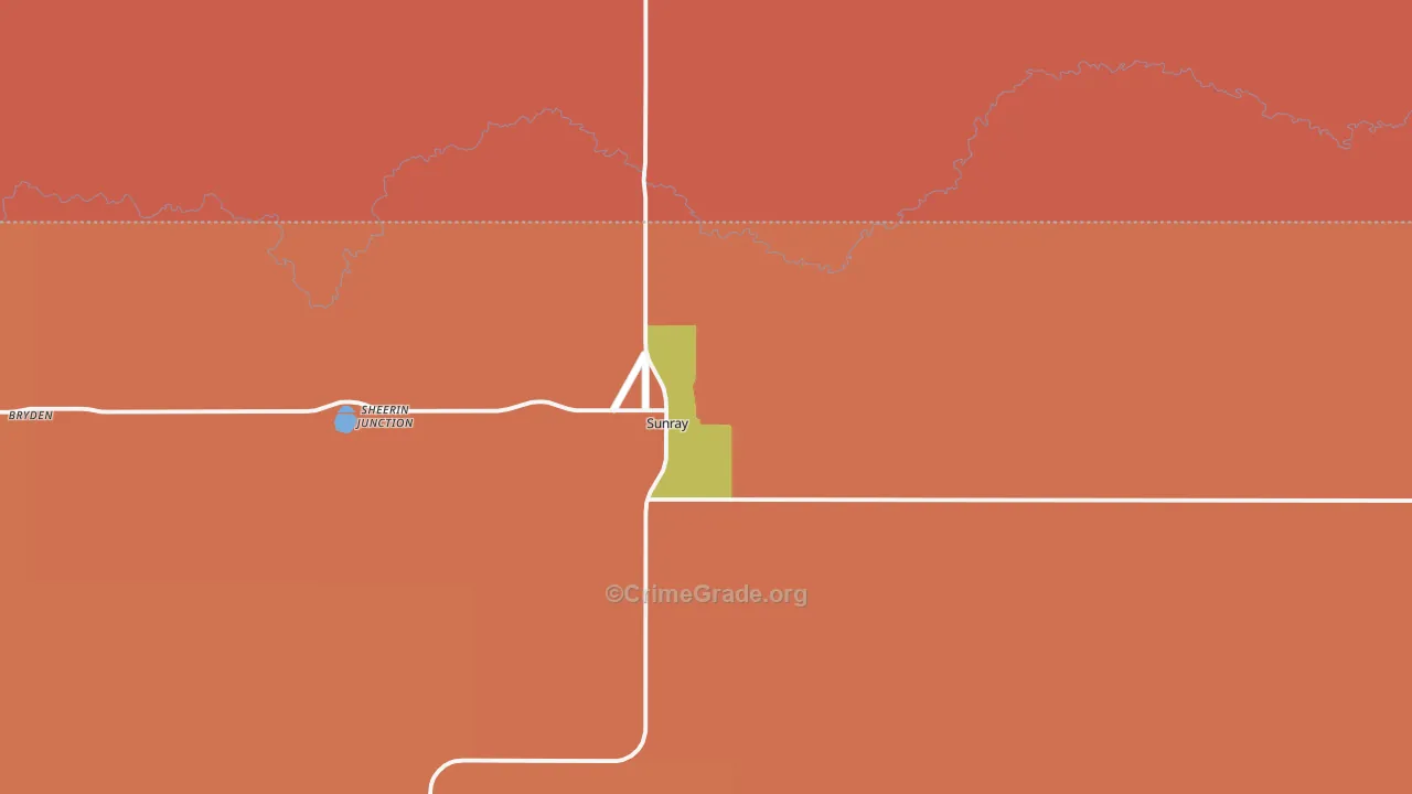 Sunray, TX Map of Theft Rates