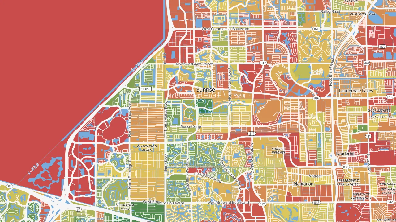 Sunrise, FL Map of Theft Rates