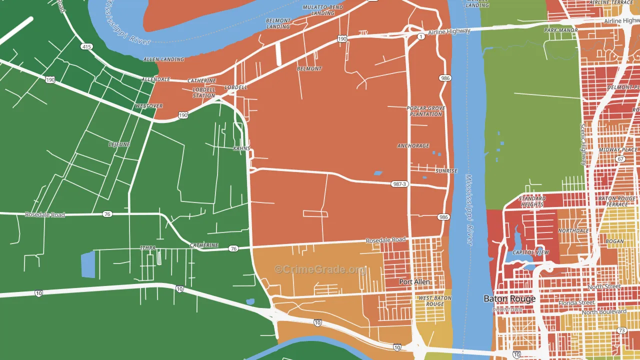 Sunrise, LA Map of Theft Rates