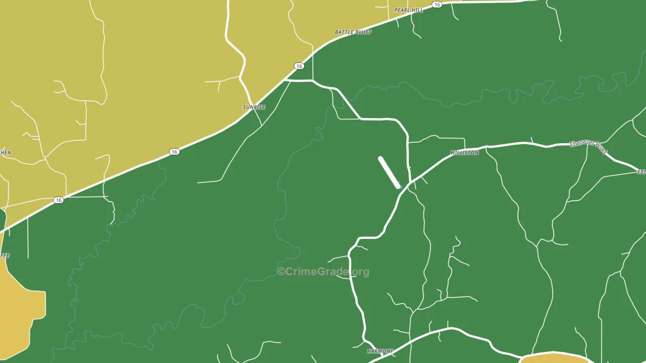 Sunrise, MS Map of Theft Rates