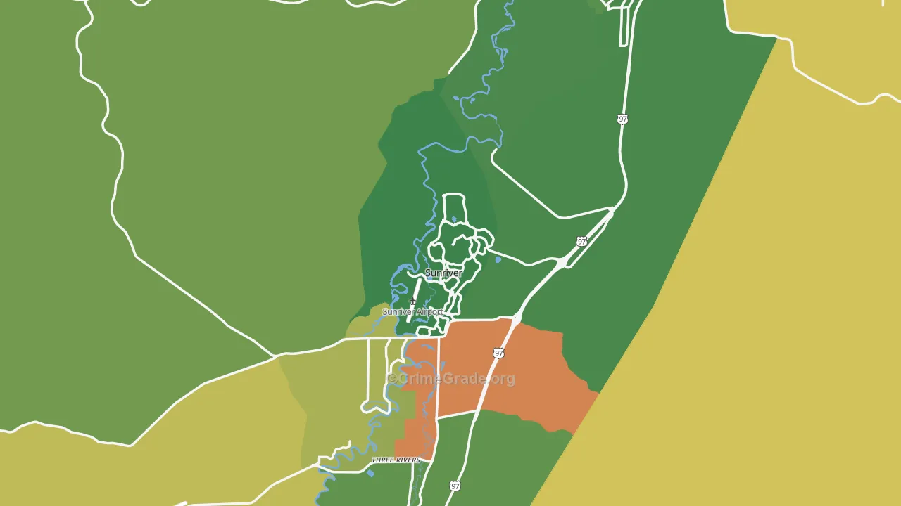 Sunriver, OR Map of Theft Rates