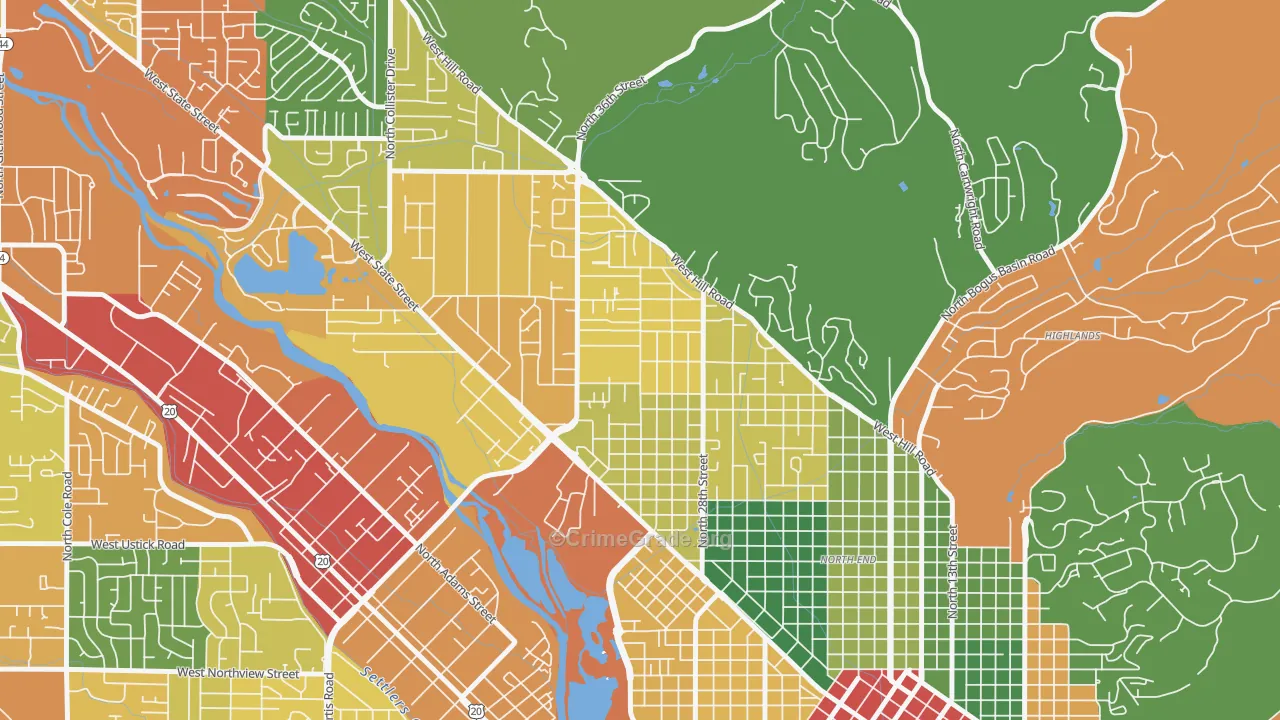 Sunset, Boise, ID Map of Theft Rates