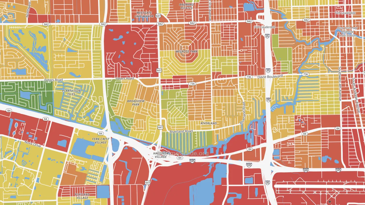 Sunset, Fort Lauderdale, FL Map of Theft Rates