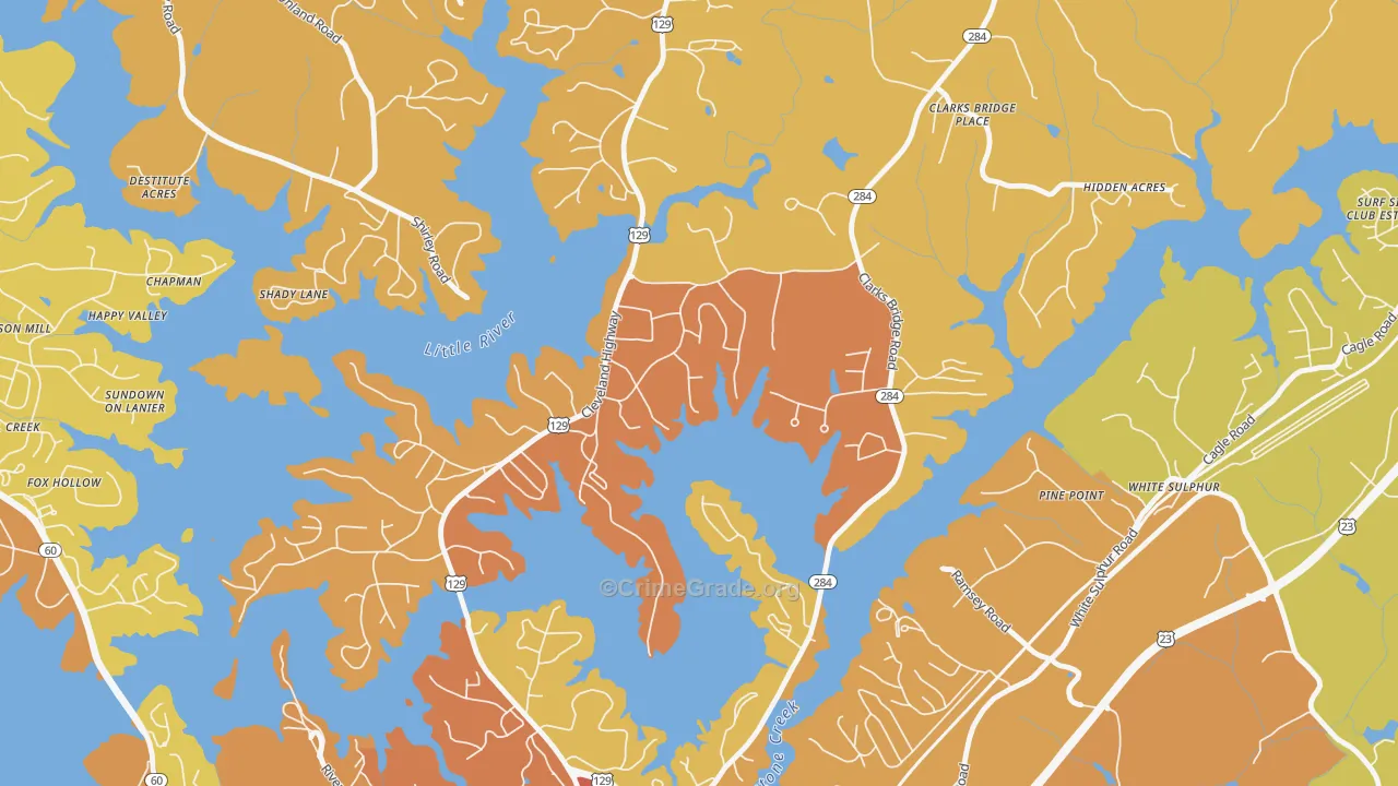 Sunset Heights, GA Map of Theft Rates