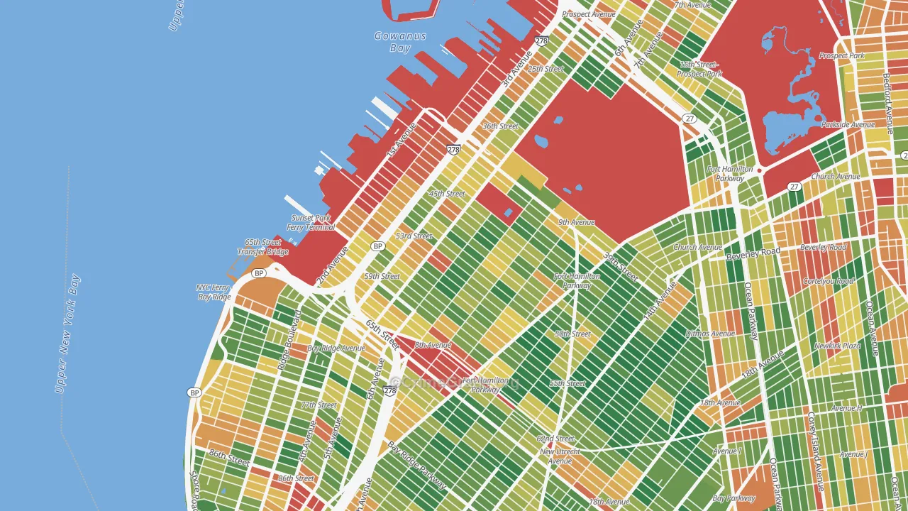Sunset Park, Brooklyn, NY Map of Theft Rates