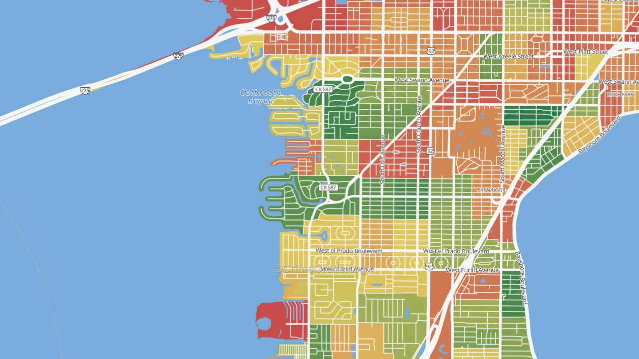 Sunset Park, Tampa, FL Map of Theft Rates