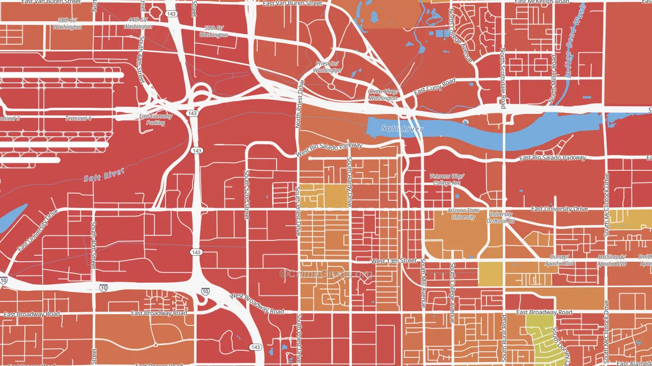 Sunset, Tempe, AZ Map of Theft Rates