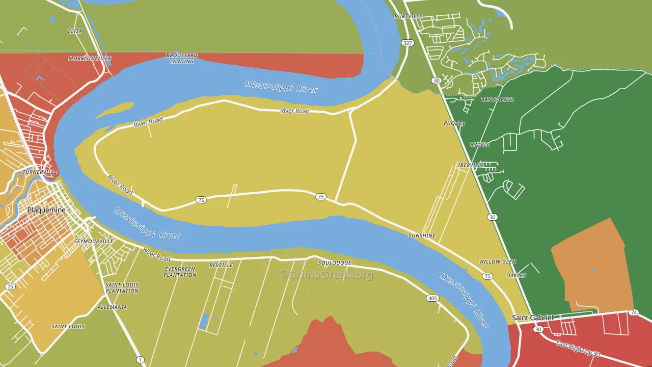Sunshine, LA Map of Theft Rates