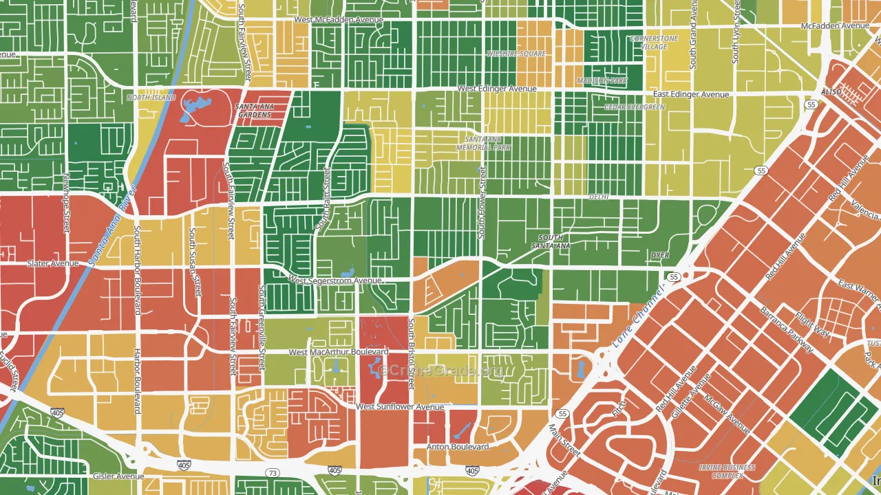 Sunwood Central, Santa Ana, CA Map of Theft Rates