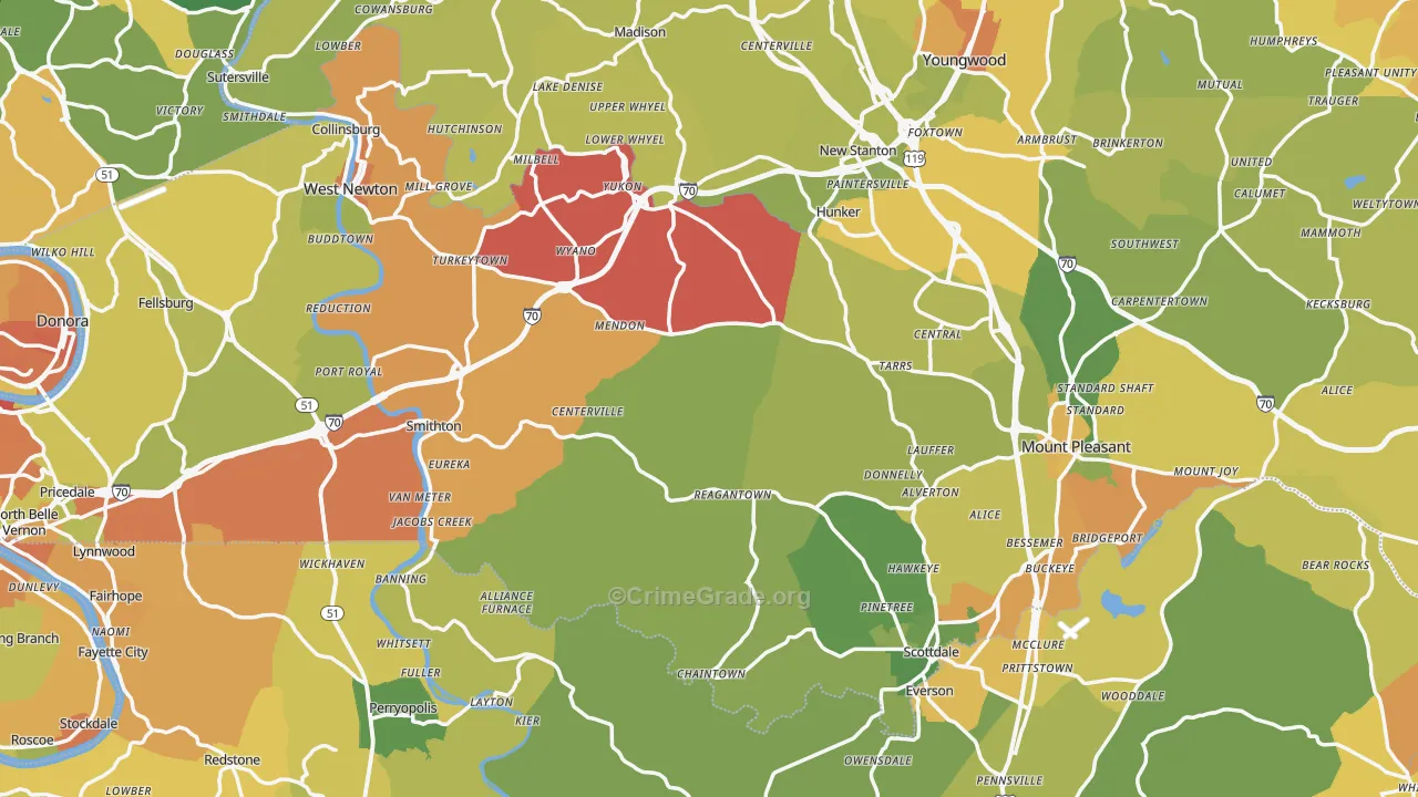 Superior, PA Map of Theft Rates
