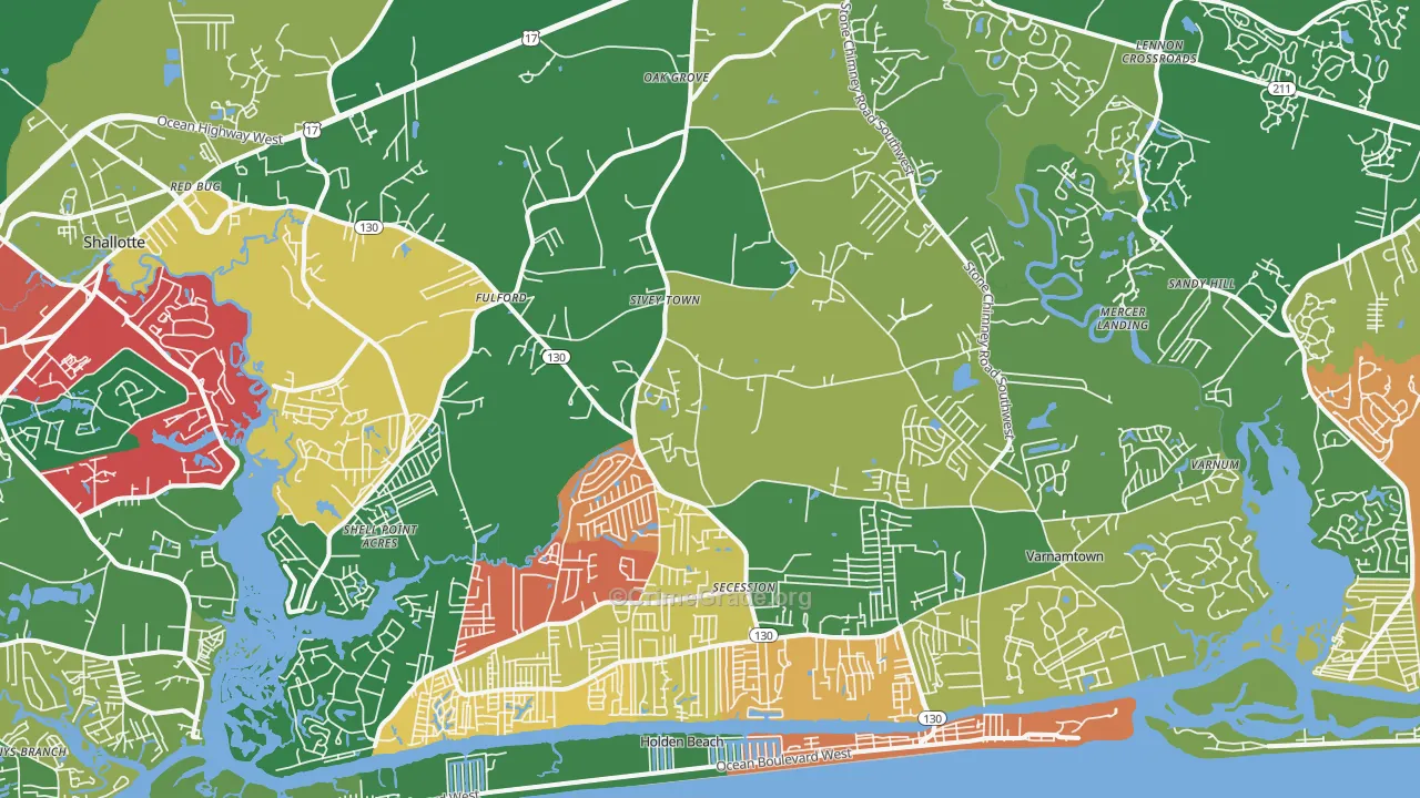 Supply, NC Map of Theft Rates