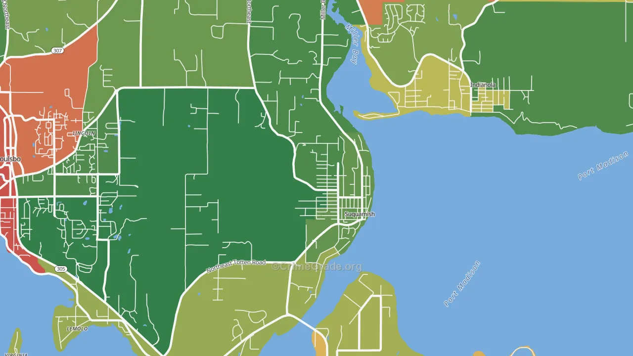 Suquamish, WA Map of Theft Rates