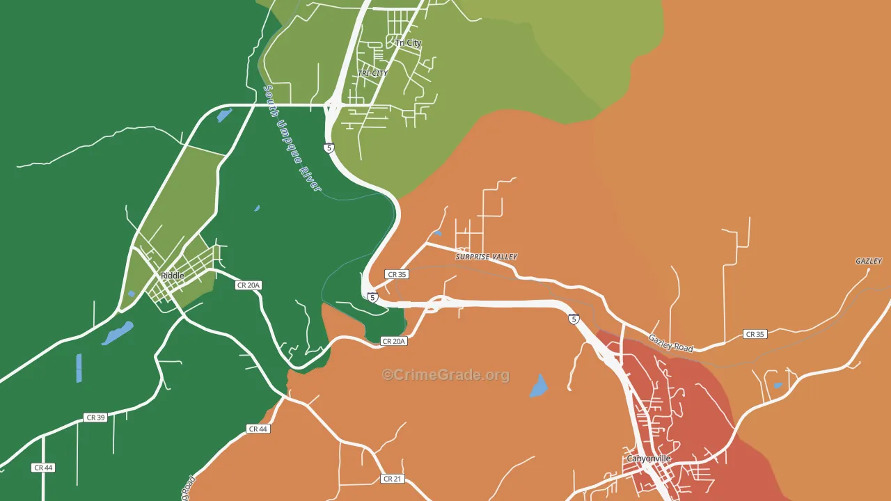 Surprise Valley, OR Map of Theft Rates