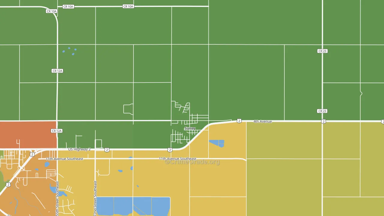 Surrey, ND Map of Theft Rates