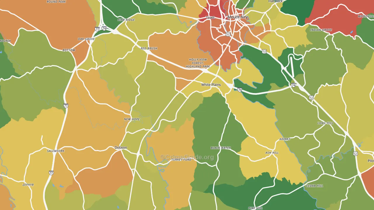 Surry County, NC Map of Theft Rates