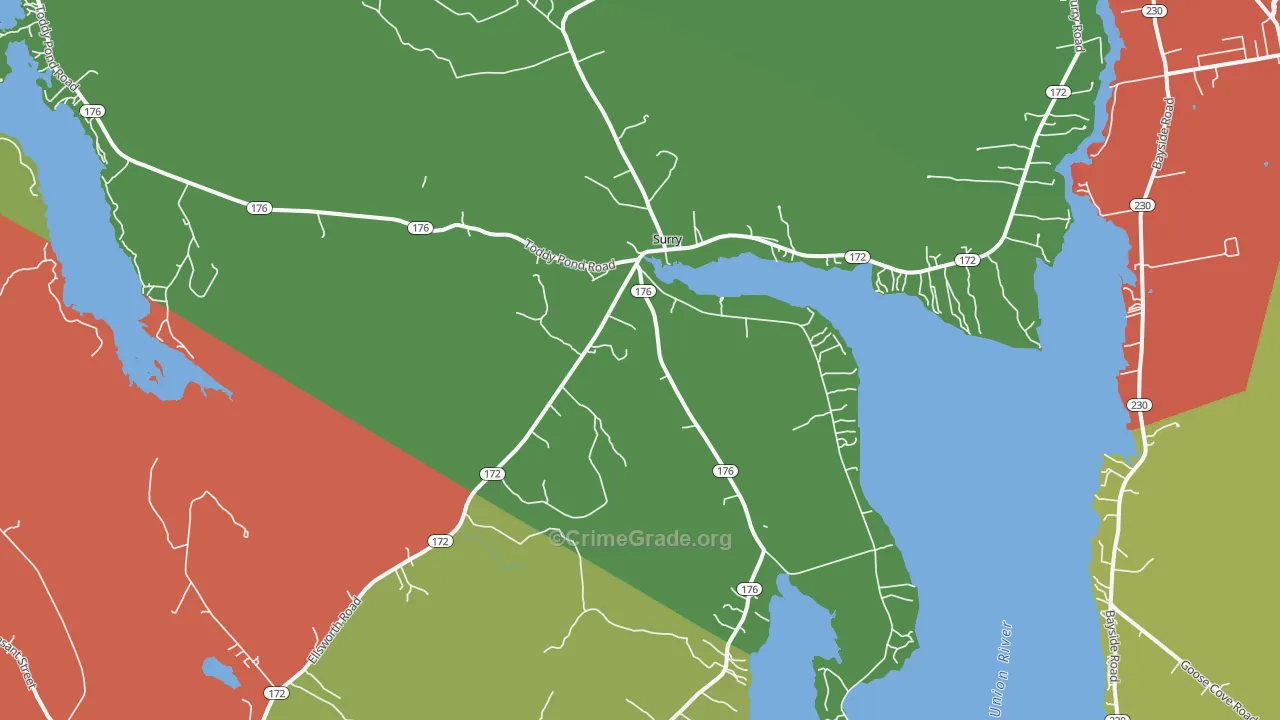 Surry, ME Map of Theft Rates
