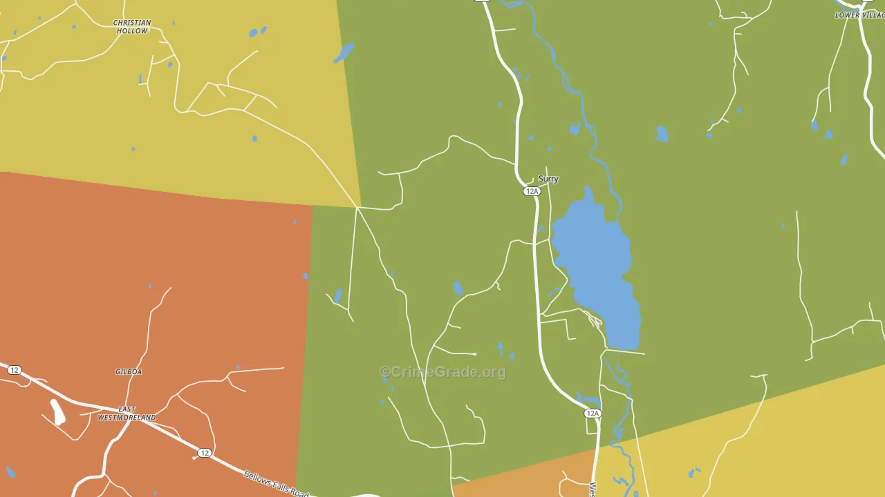 Surry, NH Map of Theft Rates
