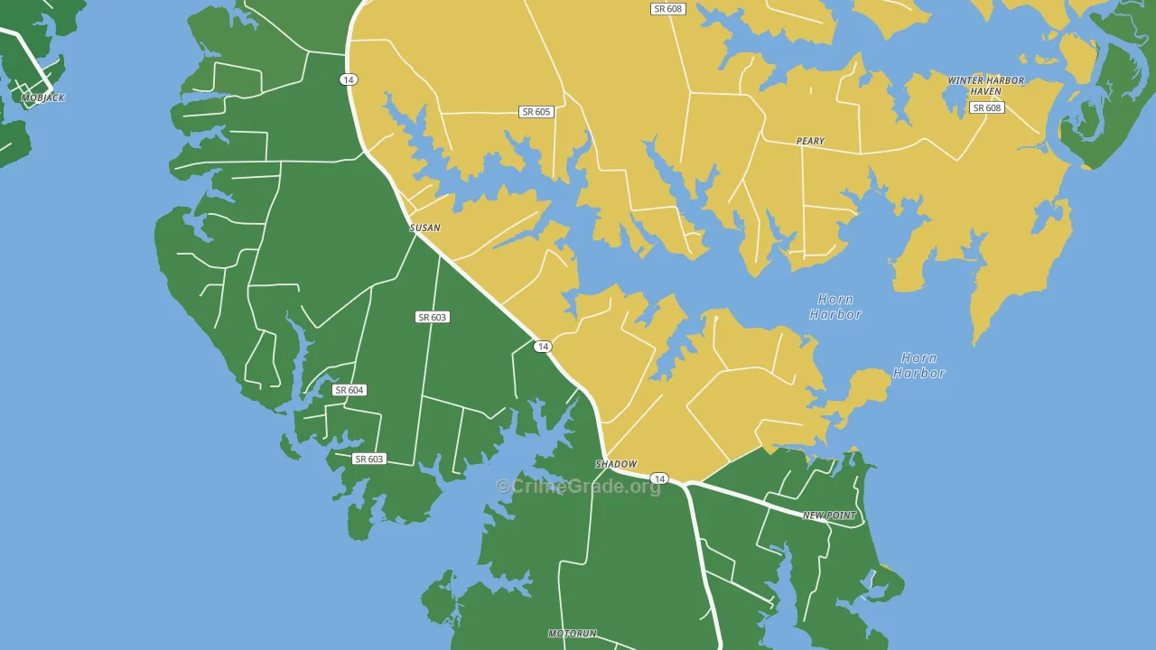 Susan, VA Map of Theft Rates