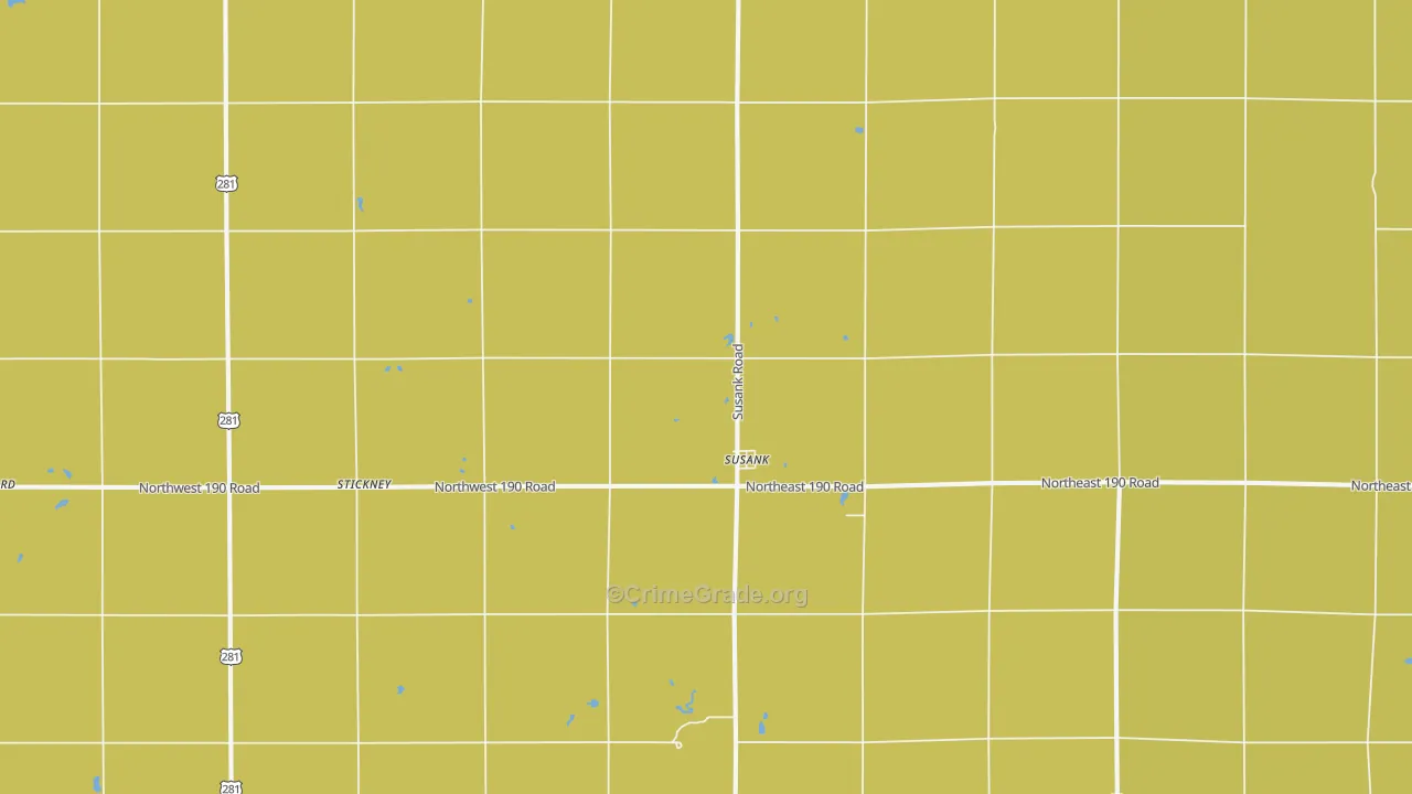 Susank, KS Map of Theft Rates