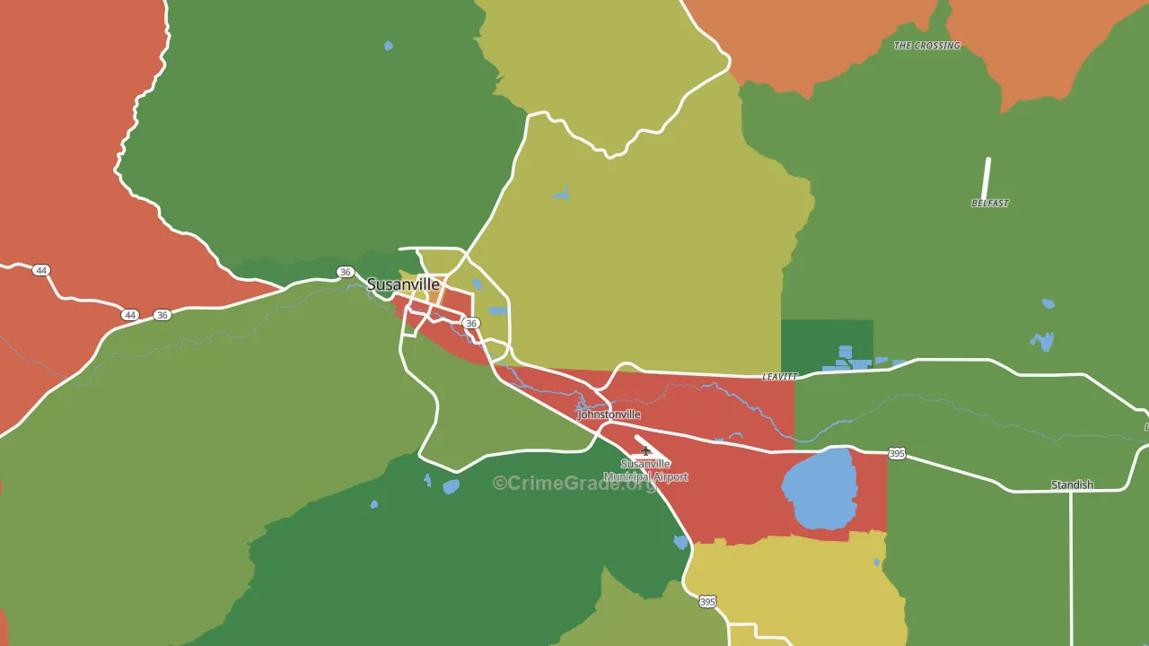Susanville, CA Map of Theft Rates