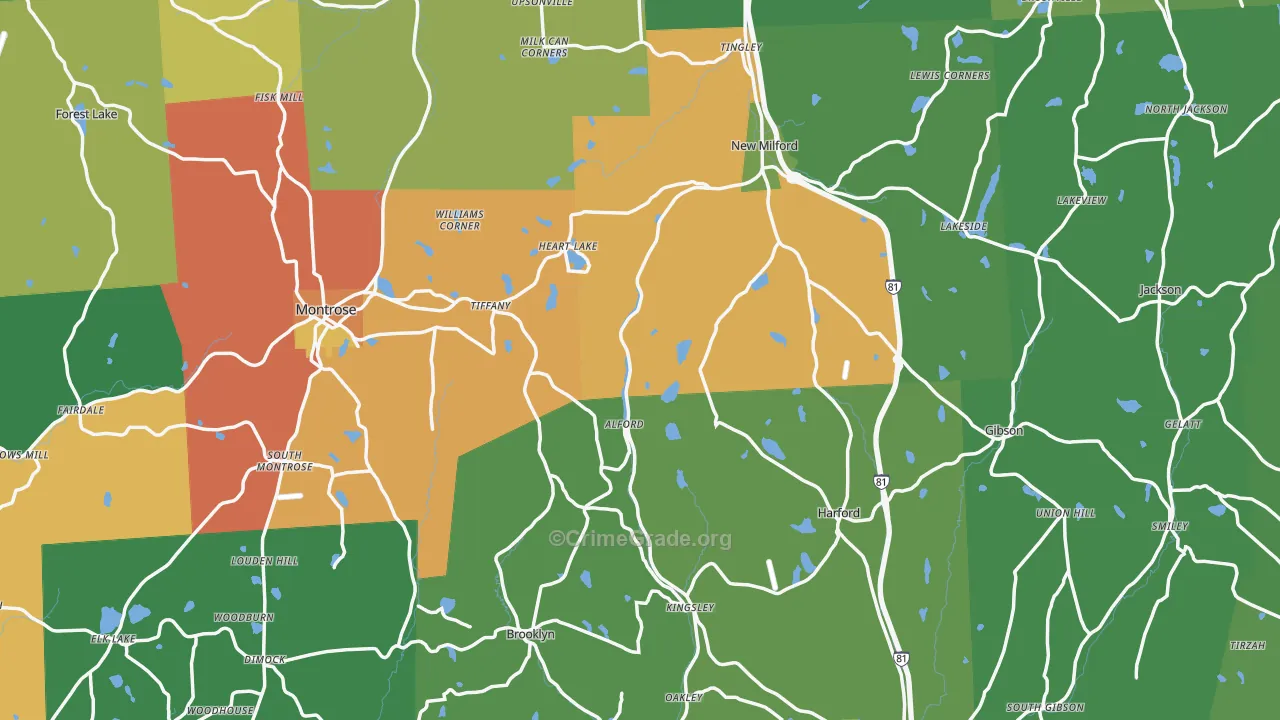 Susquehanna County, PA Map of Theft Rates