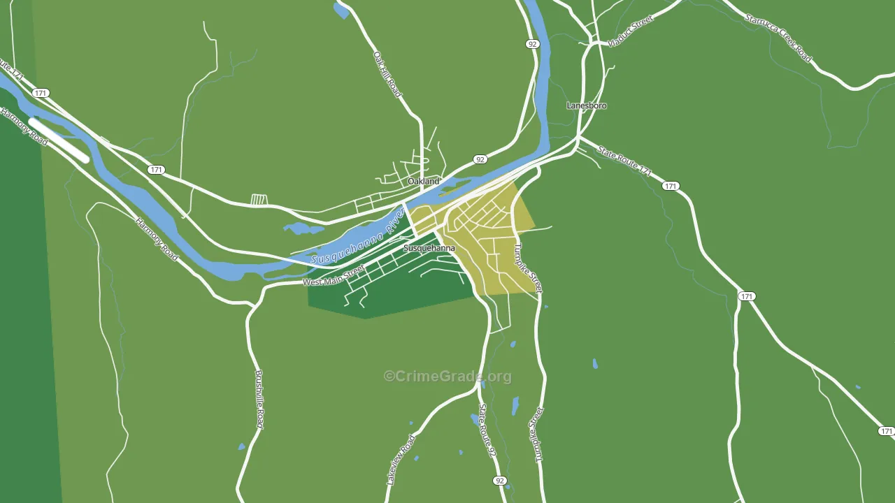 Susquehanna Depot, PA Map of Theft Rates