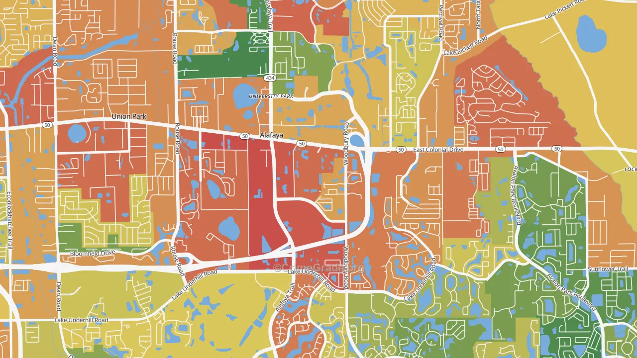 Sussex Place, Alafaya, FL Map of Theft Rates
