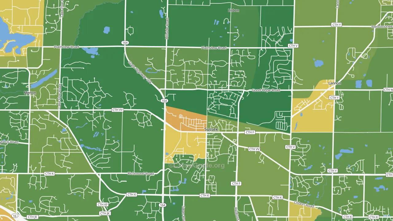 Sussex, WI Map of Theft Rates