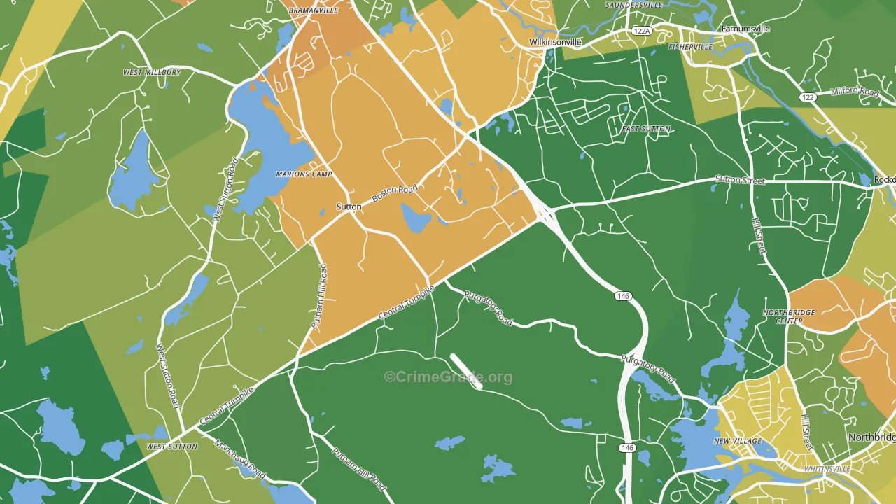 Sutton, MA Map of Theft Rates