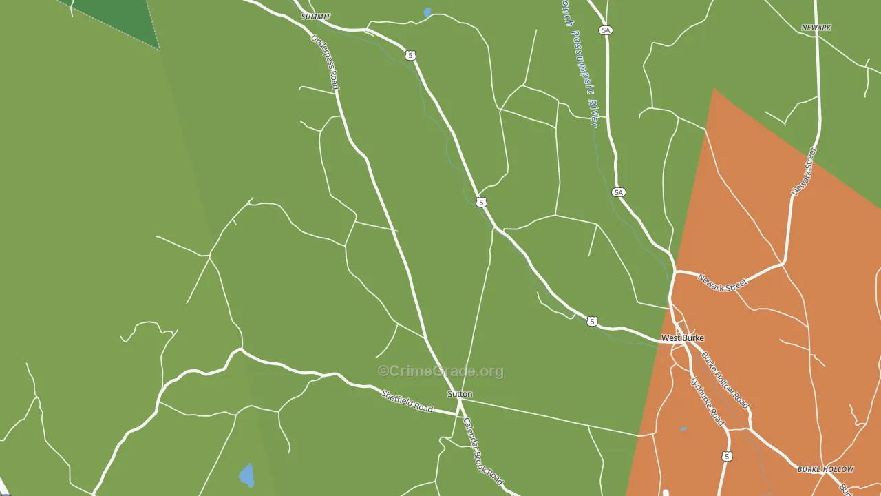 Sutton, VT Map of Theft Rates