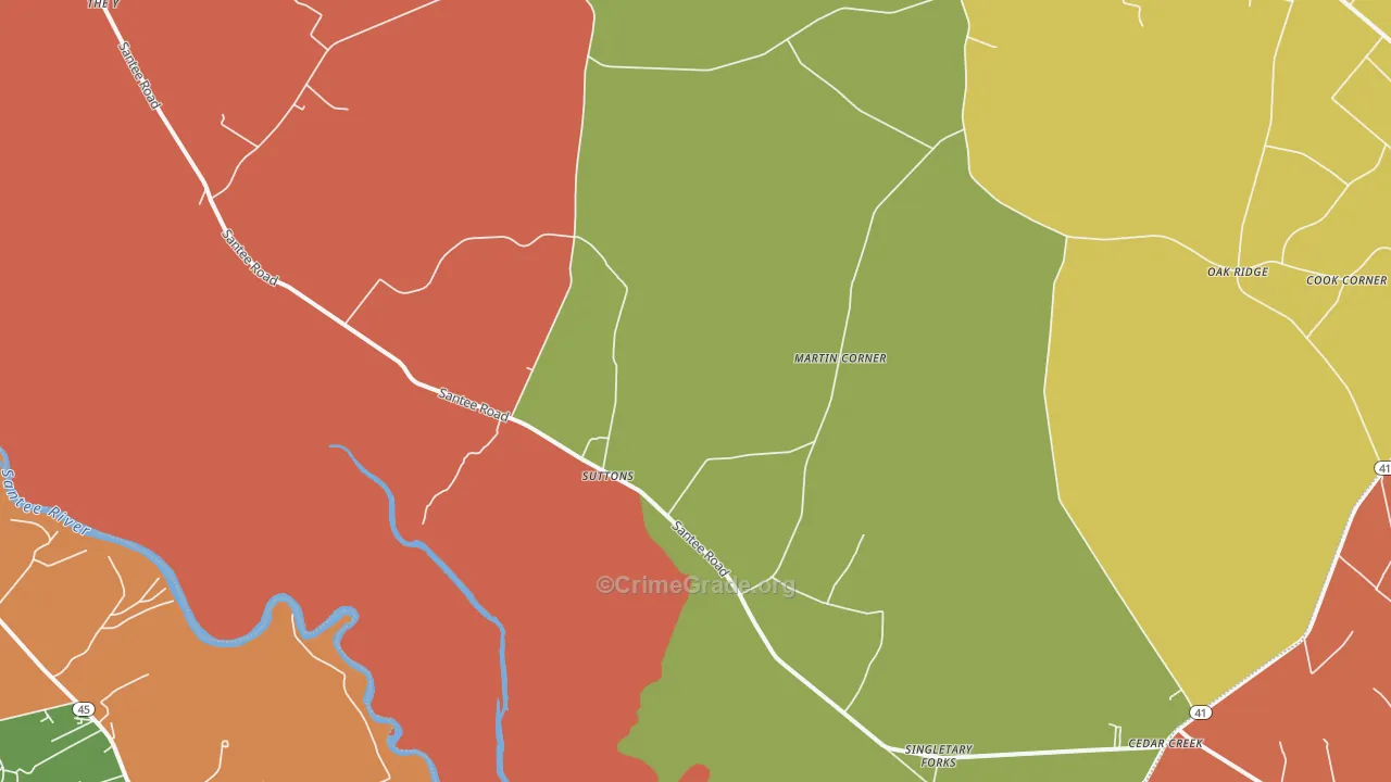 Suttons, SC Map of Theft Rates