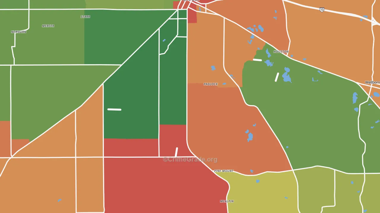 Suwannee County, FL Map of Theft Rates