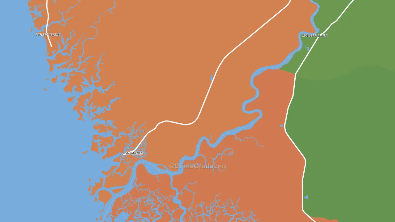 Suwannee, FL Map of Theft Rates