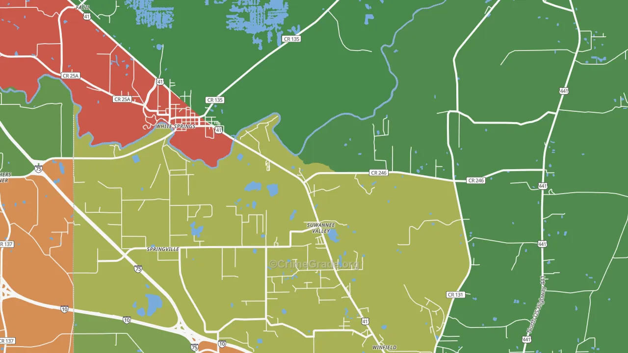Suwannee Valley, FL Map of Theft Rates