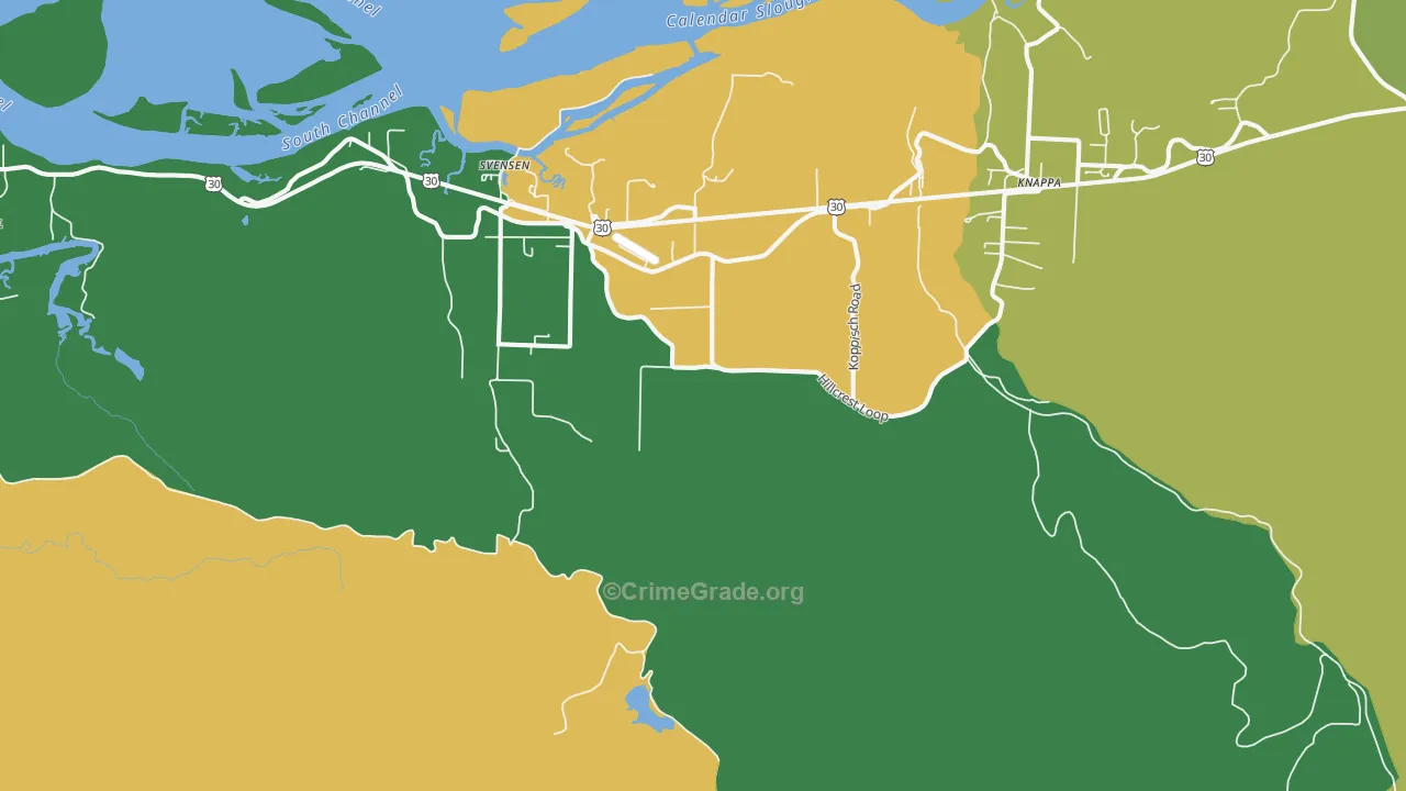 Svensen, OR Map of Theft Rates