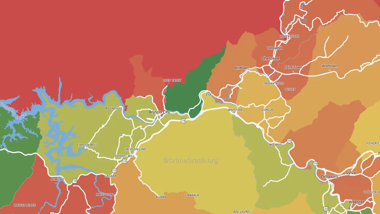 Swain County, NC Map of Theft Rates