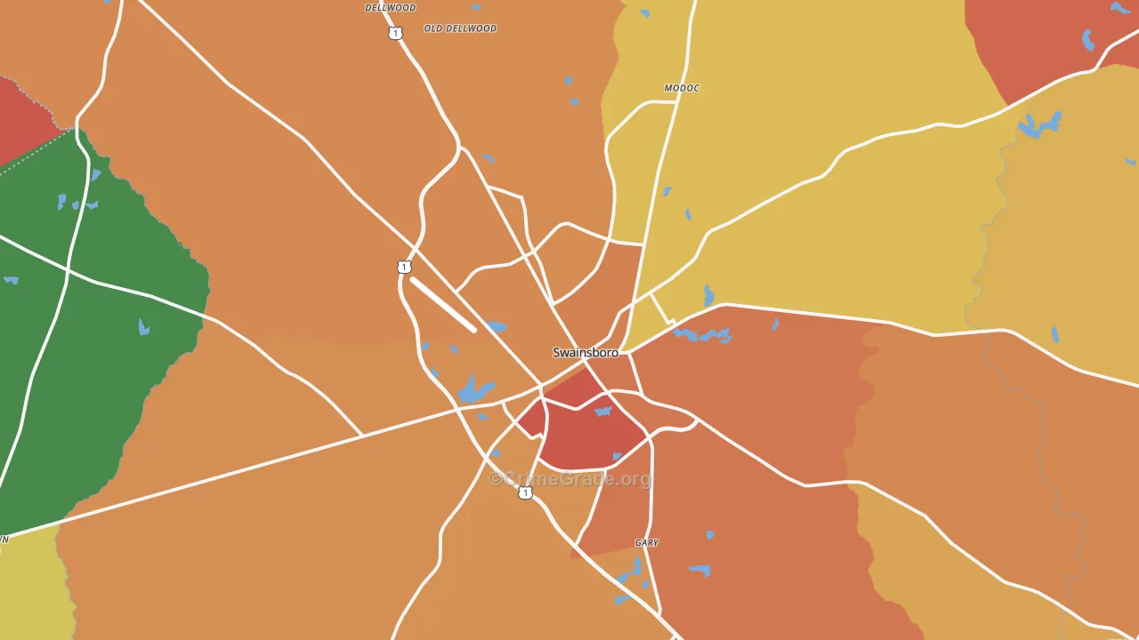 Swainsboro, GA Map of Theft Rates